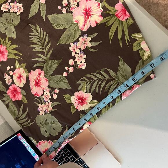 Jones Vintage 90s Brown Tropical Floral Print Cotton Summer Mini Skirt Size 14 - Picture 7 of 10